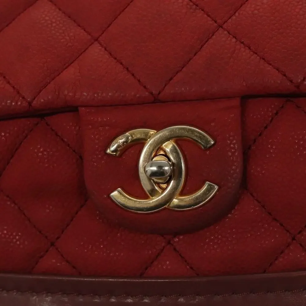 Chanel Matelasse Chain Shoulder Bag Caviar Skin Red